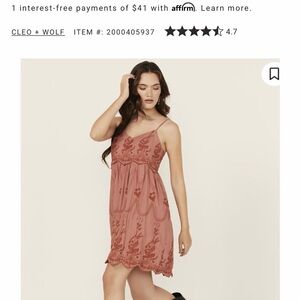 Embroidered Rust Slip Dress with Spaghetti Straps